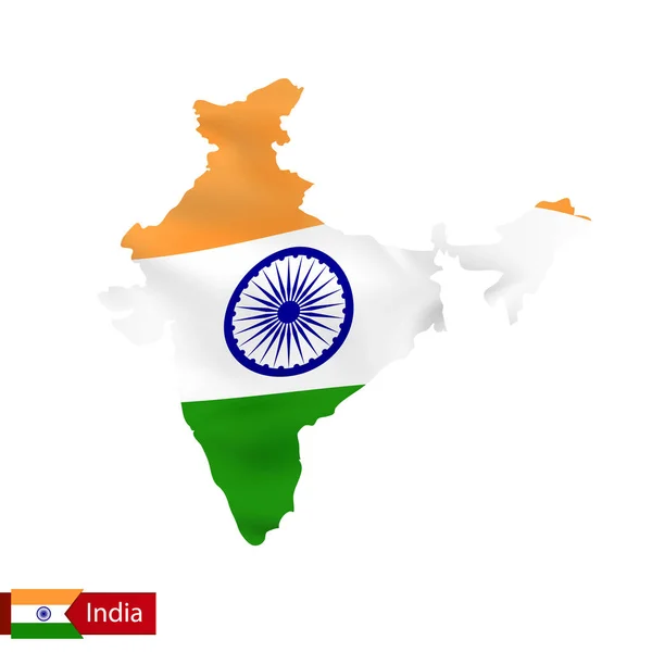 India map with waving flag of country. — Stock Vector
