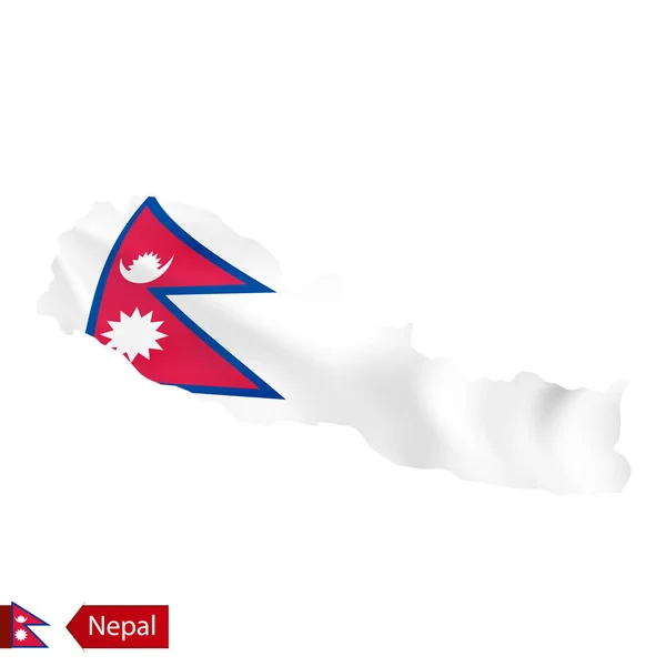 Carte du Népal avec drapeau du pays . — Image vectorielle