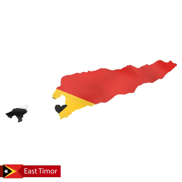 Carte du Timor oriental avec drapeau du pays . — Image vectorielle