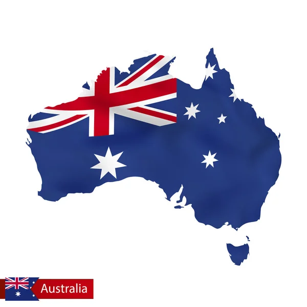 Austrália mapa com bandeira acenando do país . — Vetor de Stock