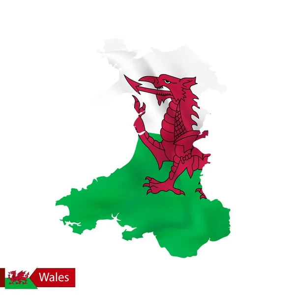 Carte du Pays de Galles avec drapeau du pays . — Image vectorielle