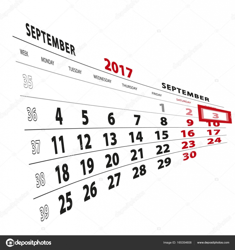 3 9 月カレンダー 17 で強調表示されます モンダから週開始 ストックベクター C Boldg