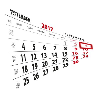 3 Eylül takvim 2017 vurgulanır. Monda hafta başladı