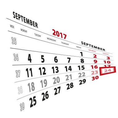 24 Eylül takvim 2017 vurgulanır. Vietnamese hafta başladı