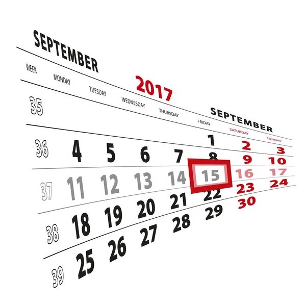 15 Eylül takvim 2017 vurgulanır. Vietnamese hafta başladı