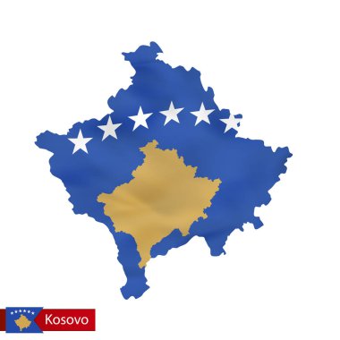 Ülke bayrağı sallayarak ile Kosova Haritası. 
