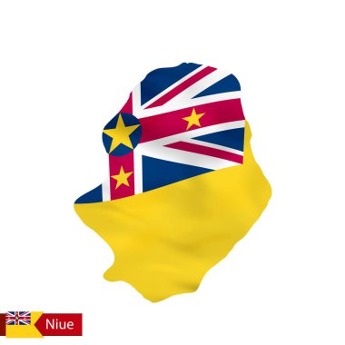 Ülke bayrağı sallayarak ile Niue Haritası. 