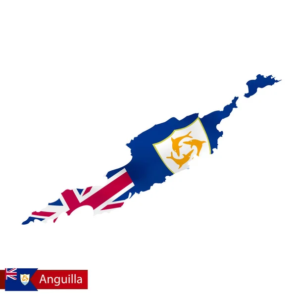 Anguilla mapa com bandeira acenando do país . — Vetor de Stock