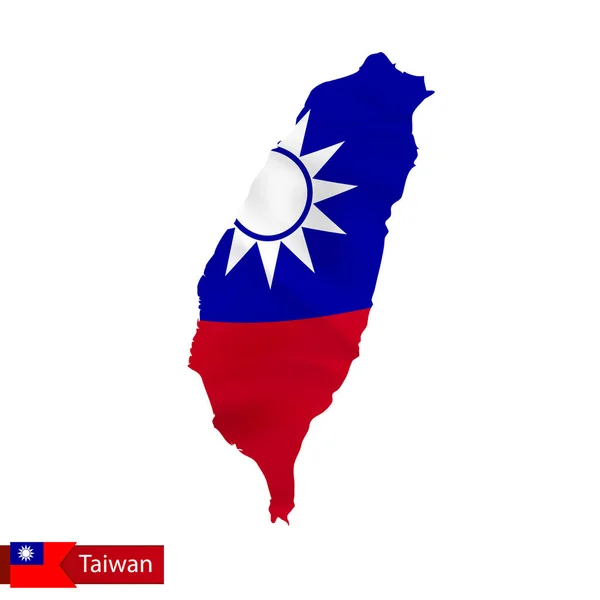 Carte de Taiwan avec drapeau du pays . — Image vectorielle