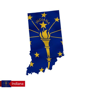 Indiana devlet harita bize Devlet bayrağı sallayarak ile. 