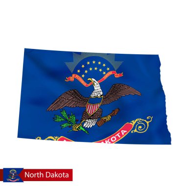 Kuzey Dakota eyalet harita bize Devlet bayrağı sallayarak ile. 
