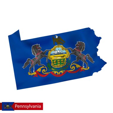 Bize Devlet bayrağı sallayarak ile Pennsylvania Eyalet harita. 