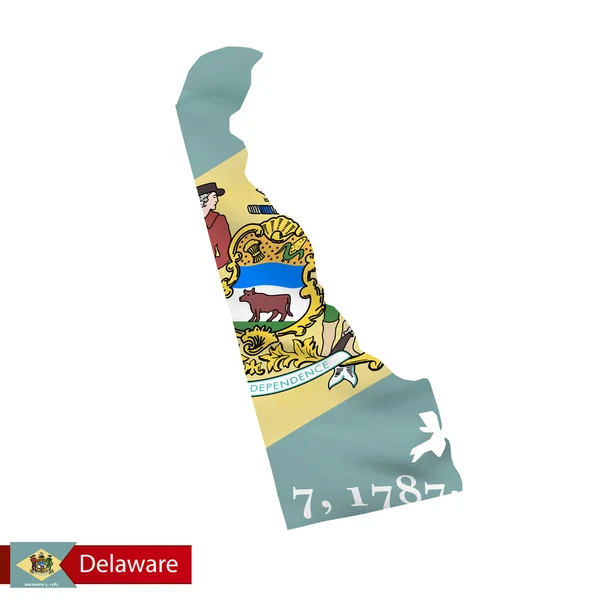 Mappa di stato del Delaware con bandiera sventolante dello Stato USA . — Vettoriale Stock