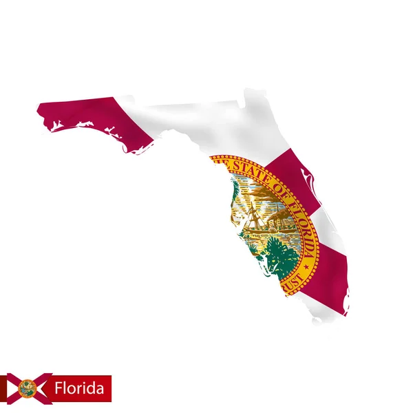 Mapa stanu Florida z macha flagą nas Państwa. — Wektor stockowy
