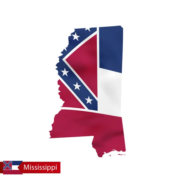 挥舞着我们国家国旗的密西西比州地图. — 图库矢量图片