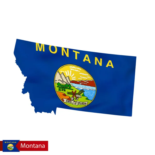 우리 국가의 깃발을 흔들며와 몬태나 주 지도. — 스톡 벡터