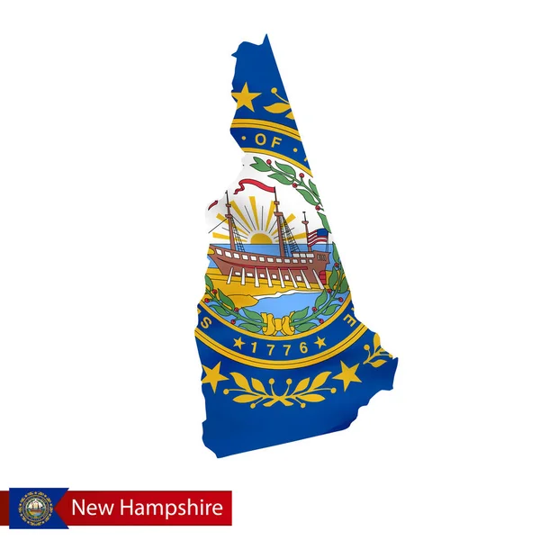 Mapa do estado de New Hampshire com bandeira ondulada do estado dos EUA . —  Vetores de Stock