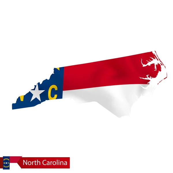 North Carolina stanu mapy z macha flagą nas Państwa. — Wektor stockowy