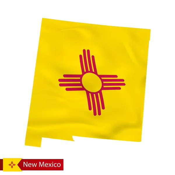 Νέο Μεξικό μέλος χάρτη με κουνώντας τη σημαία του κράτους μας. — Διανυσματικό Αρχείο