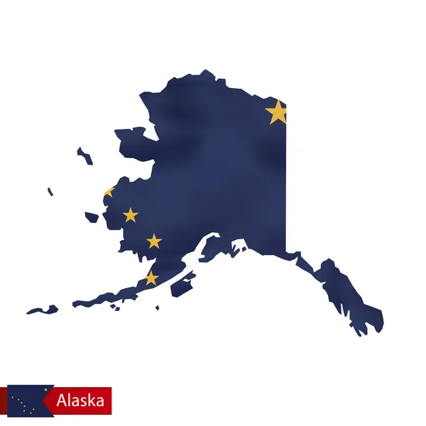 Alaska mappa di stato con la bandiera sventolante dello Stato degli Stati Uniti . — Vettoriale Stock
