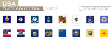 Bize Birleşik kare bayrakları. Bölüm 2 Kansas'tan New Mexico.