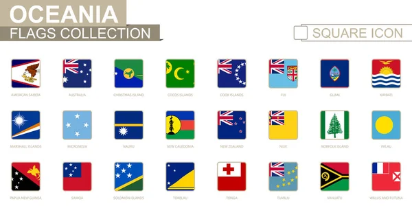 Square flags of Oceania. From American Samoa to Wallis and Futun — Stock Vector