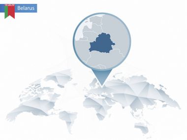 Soyut sabitlenmiş detaylı Beyaz Rusya harita Dünya Haritası yuvarlak.