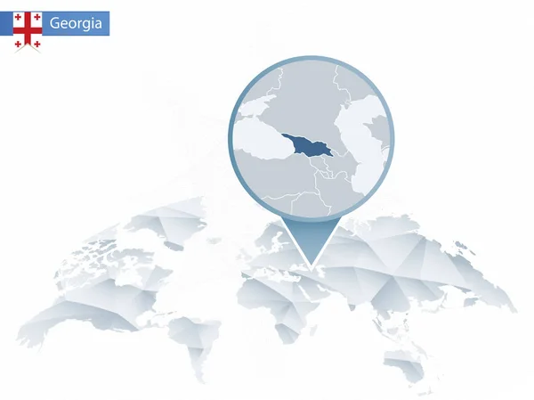 Abstract afgerond wereldkaart met vastgezette gedetailleerde kaart van Georgië. — Stockvector