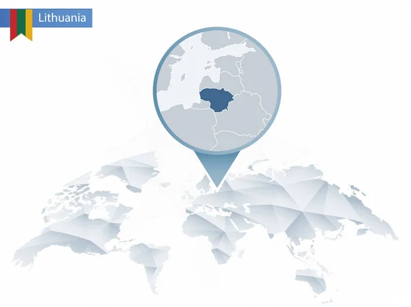 Abstraktní zaoblené mapa světa s připojených podrobná mapa Litvy. — Stockový vektor