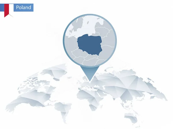 Abstrakcja zaokrąglone mapa świata z przypiętych Szczegółowa mapa Polski. — Wektor stockowy