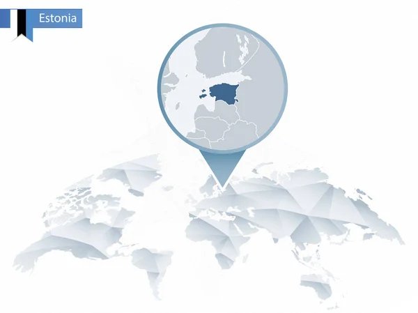 Carte du monde arrondie abstraite avec carte détaillée épinglée Estonie . — Image vectorielle