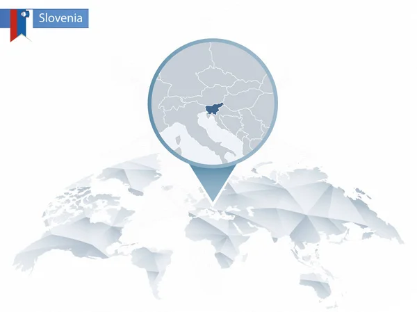 Abstract afgerond wereldkaart met vastgezette gedetailleerde kaart van Slovenië. — Stockvector