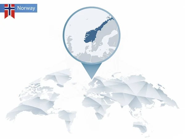 抽象圆形世界地图与固定详细挪威地图. — 图库矢量图片