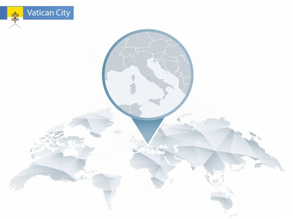 Carte du monde arrondie abstraite avec carte détaillée épinglée de la Cité du Vatican — Image vectorielle