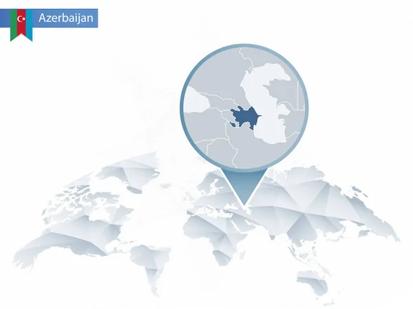 Abstrakcja zaokrąglone mapa świata z przypiętych szczegółową mapę Azerbejdżan. — Wektor stockowy