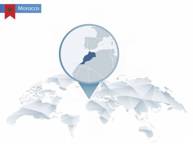 Soyut sabitlenmiş detaylı Fas harita Dünya Haritası yuvarlak.