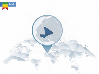 Soyut sabitlenmiş detaylı Mali harita Dünya Haritası yuvarlak.