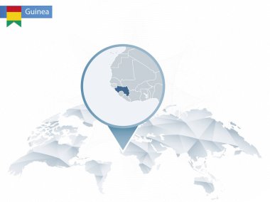 Soyut sabitlenmiş detaylı Gine harita Dünya Haritası yuvarlak.