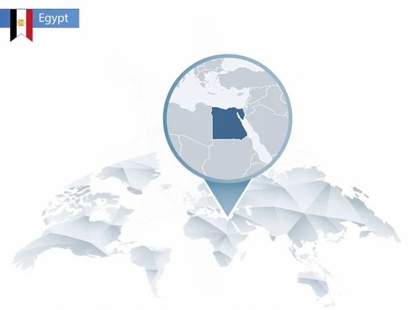 Mapa del mundo redondeado abstracto con el mapa detallado de Egipto fijado . — Vector de stock