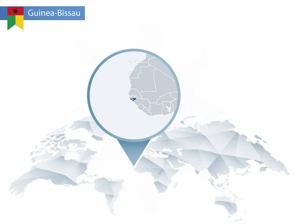 Abstraktní zaoblené mapa světa s připojených podrobná mapa Guineje-Bissau. — Stockový vektor