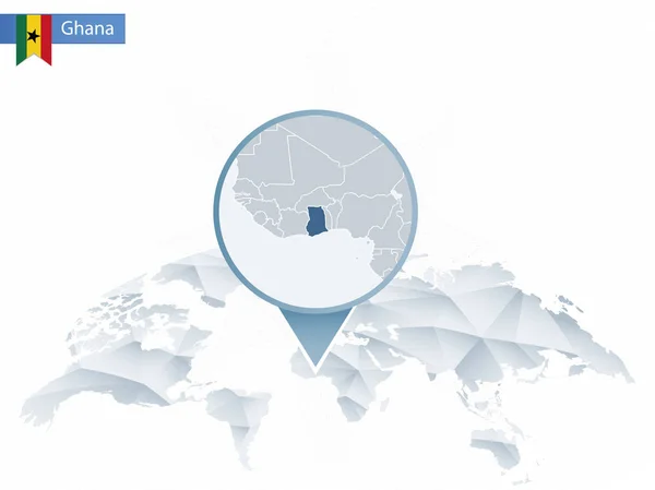 Mapa do mundo arredondado abstrato com mapa detalhado de Gana . — Vetor de Stock