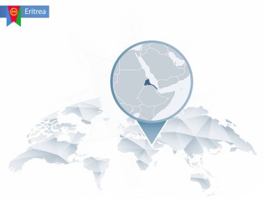 Soyut sabitlenmiş detaylı Eritre harita Dünya Haritası yuvarlak.