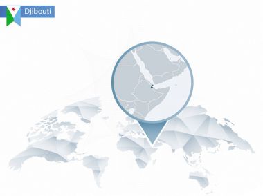 Soyut sabitlenmiş detaylı Cibuti harita Dünya Haritası yuvarlak.