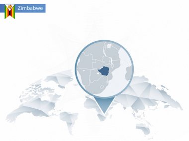 Soyut sabitlenmiş detaylı Zimbabve harita Dünya Haritası yuvarlak.