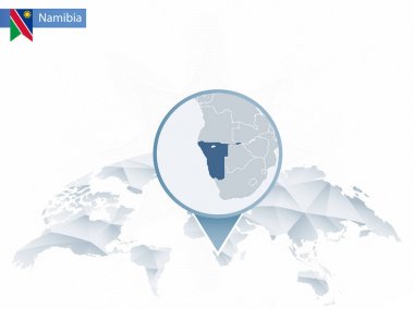 Soyut sabitlenmiş detaylı Namibya harita Dünya Haritası yuvarlak.