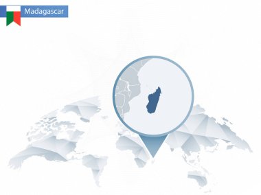 Soyut sabitlenmiş detaylı Madagaskar harita Dünya Haritası yuvarlak.