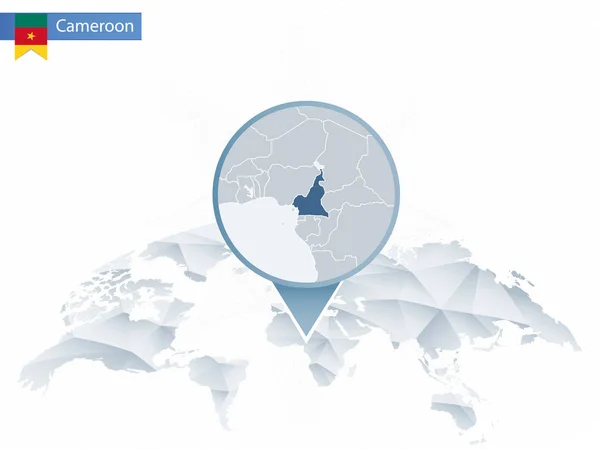 Soyut sabitlenmiş detaylı Kamerun harita Dünya Haritası yuvarlak. — Stok Vektör