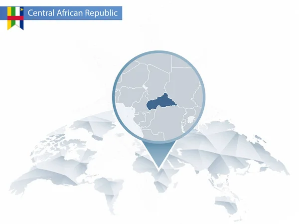 Carte du monde arrondie abstraite avec carte détaillée épinglée de la République centrafricaine — Image vectorielle