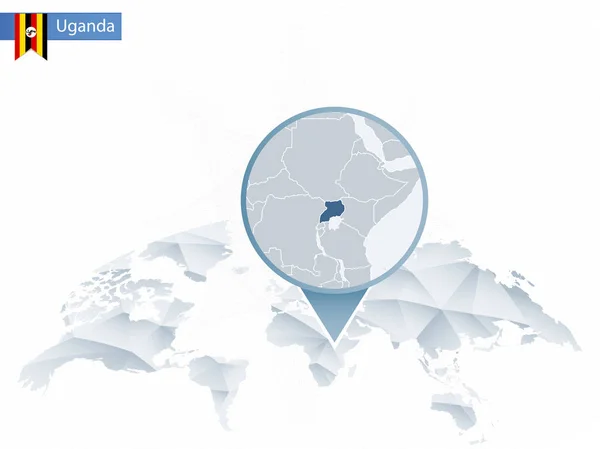 Abstrakt rundade Världskarta med fästa detaljerad Uganda karta. — Stock vektor