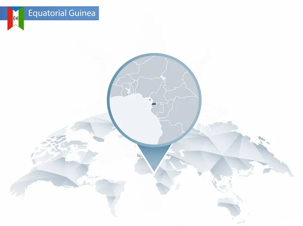 Mapa do mundo arredondado abstrato com mapa detalhado da Guiné Equatorial . — Vetor de Stock